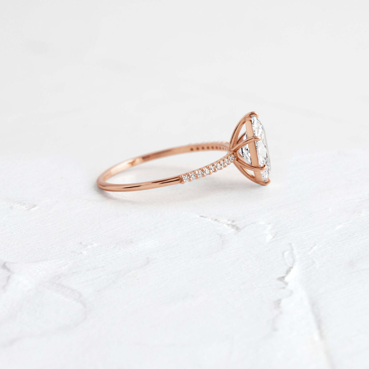 Pave- Oval Lab Grown Diamond Engagement Ring