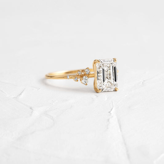 Cluster-Emerald Lab Grown Diamond Engagement Ring