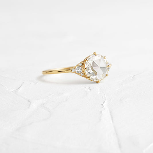 Cluster-Rose Cut Lab Grown Diamond Engagement Ring
