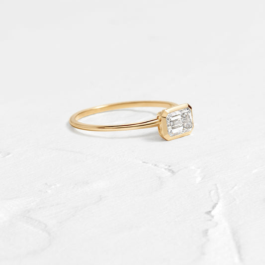 East West Bezel-Emerald Lab Grown Diamond Engagement Ring