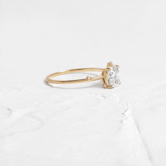 Cluster-Elongated Cushion Lab Grown Diamond Engagement Ring