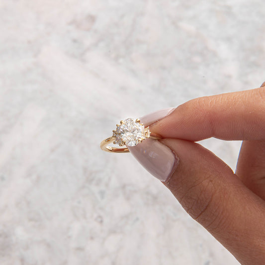 Cluster-Oval Lab Grown Diamond Engagement Ring