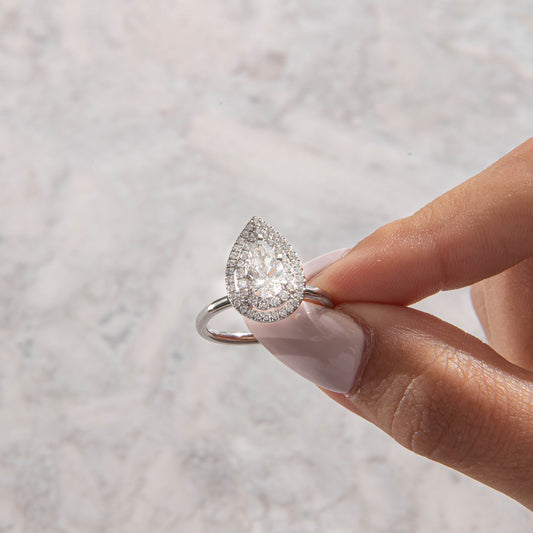 Double Halo-Pear Lab Grown Diamond Engagement Ring