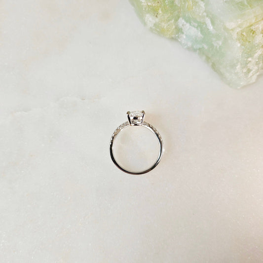 Curved Pave-1.35 CT Pear Lab Grown Diamond Engagement Ring