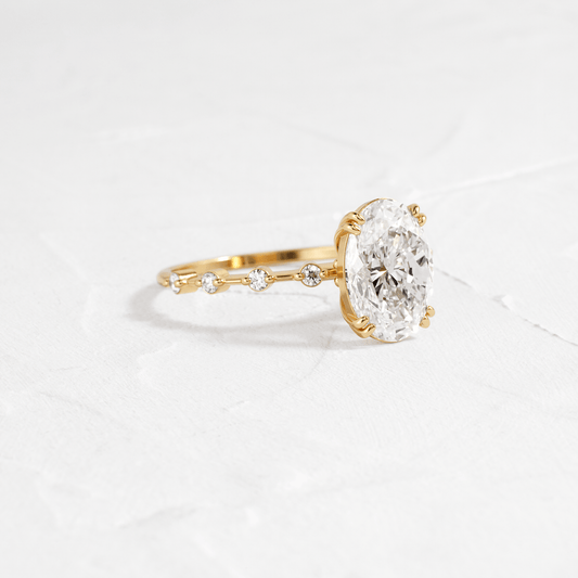 Double Prong Pave-Oval Lab Grown Diamond Engagement Ring