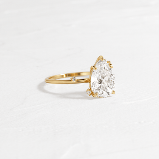 Cluster-Pear Lab Grown Diamond Engagement Ring