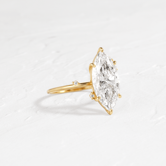 Cluster-Marquise Lab Grown Diamond Engagement Ring