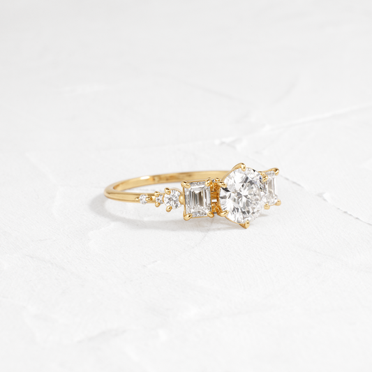 Cluster-Round Lab Grown Diamond Engagement Ring
