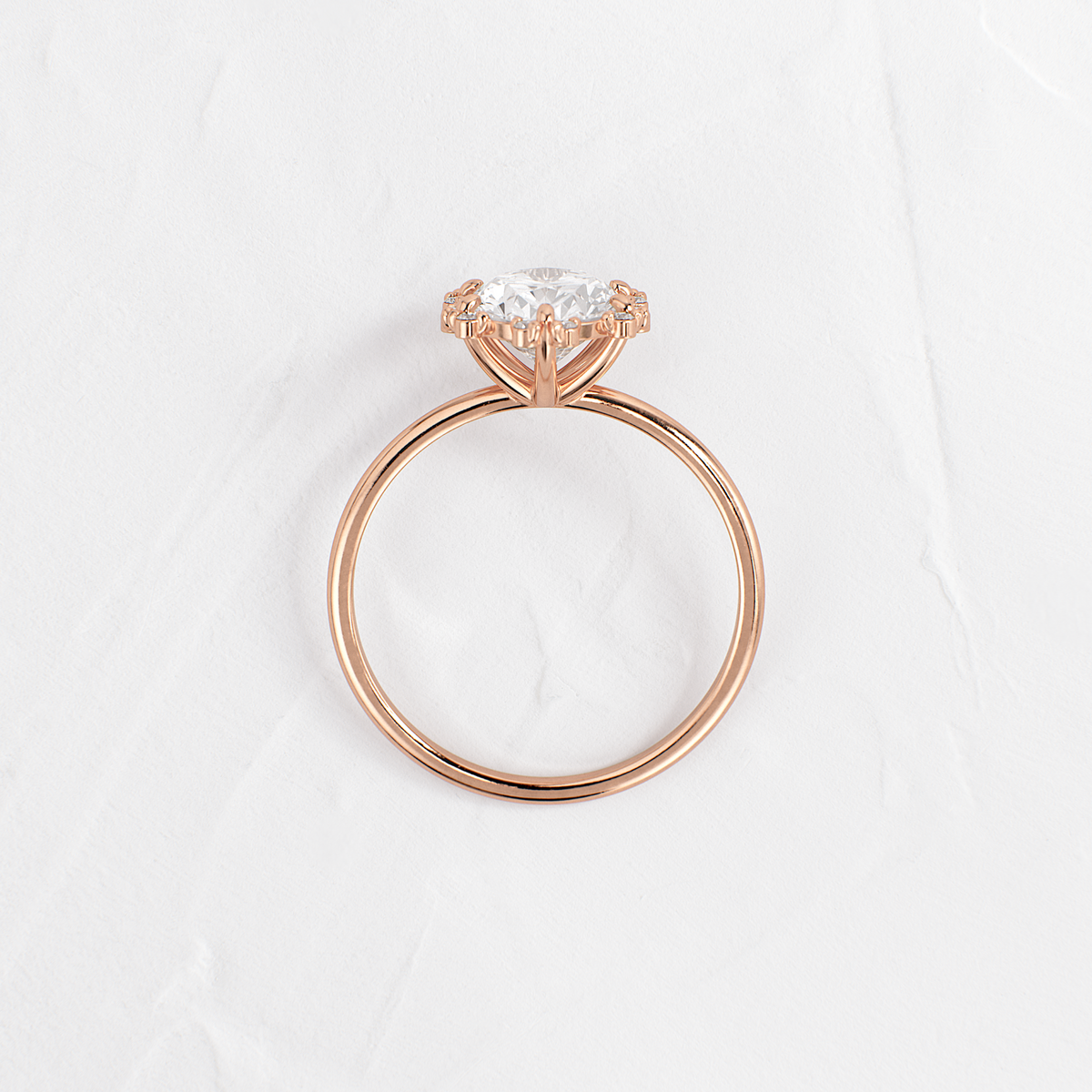 Flower Halo-Oval Lab Grown Diamond Engagement Ring