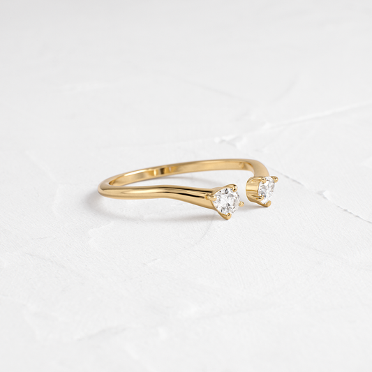 Two Stone Open End- 0.40 CT Pear Lab Grown Diamond Wedding Band
