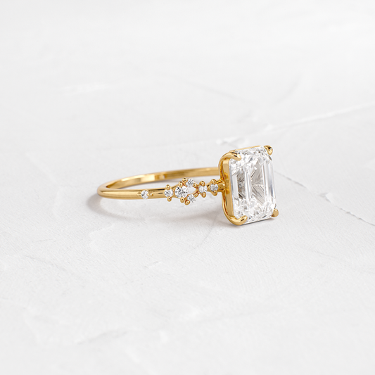 Cluster Style-Emerald Lab Grown Diamond Engagement Ring