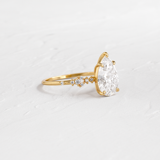 Cluster Style-Pear Lab Grown Diamond Engagement Ring