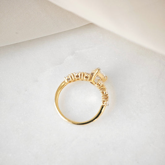 Pave-1.6 CT Pear Lab Grown Diamond Engagement Ring