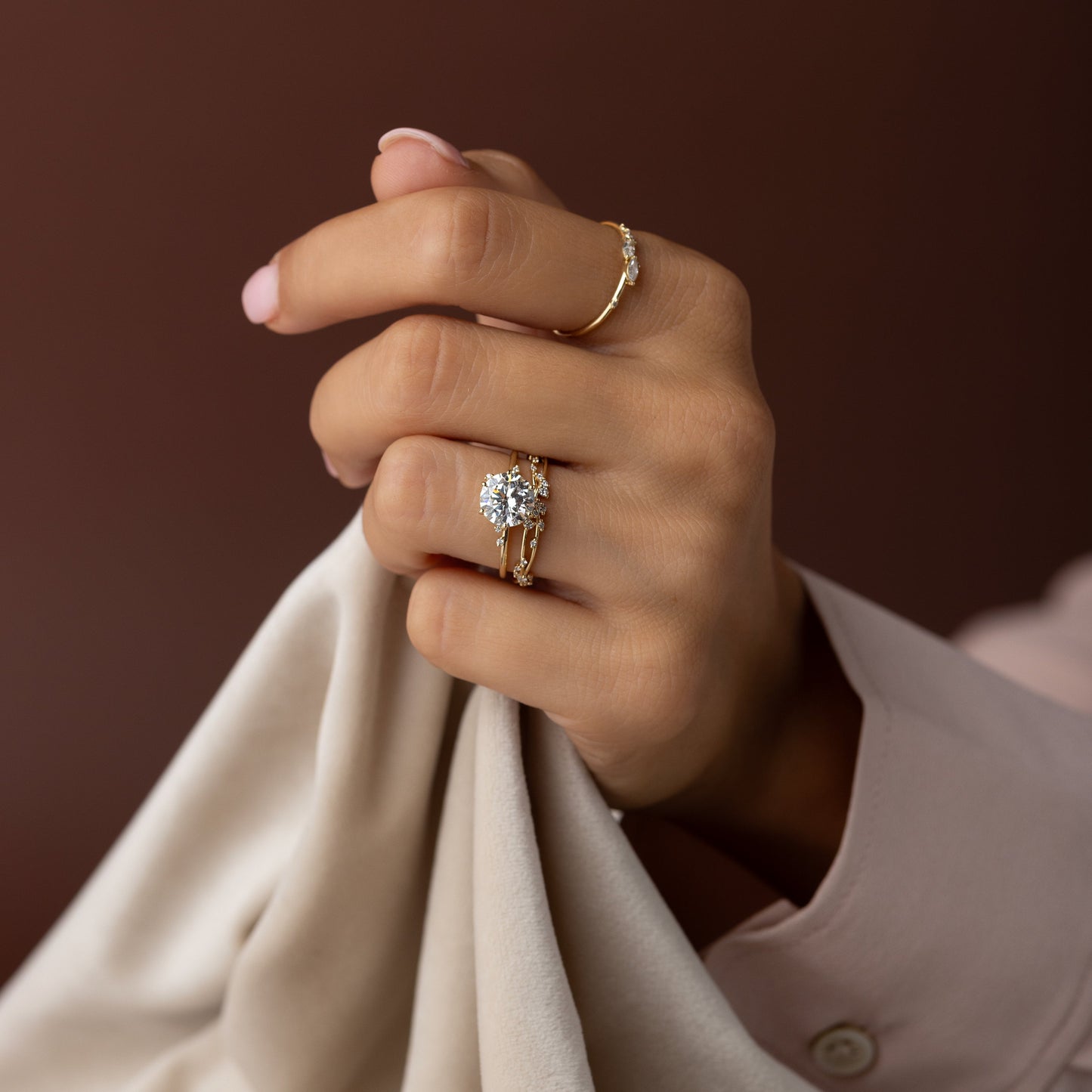 Dainty Cluster-Round Lab Grown Diamond Engagement Ring