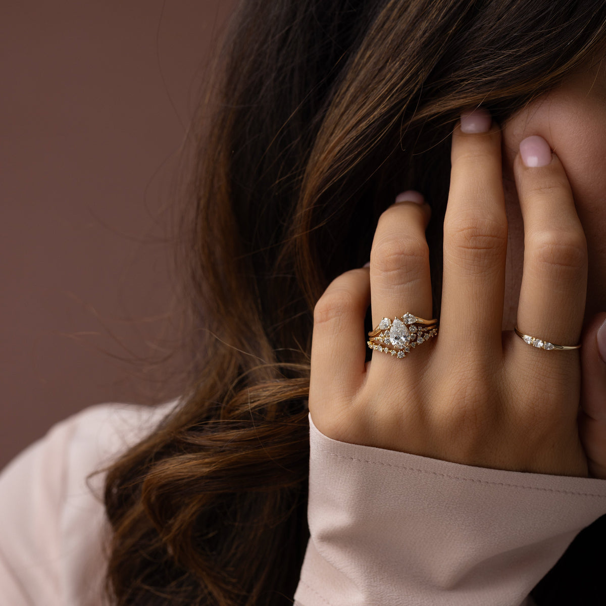 Cluster-Pear Lab Grown Diamond Engagement Ring