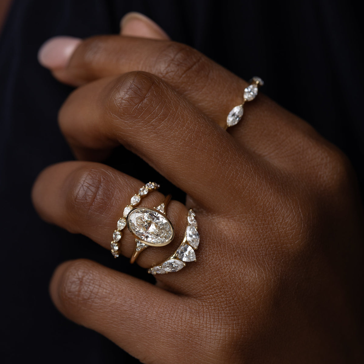 Bezel & Cluster Style-Oval Lab Grown Diamond Engagement Ring