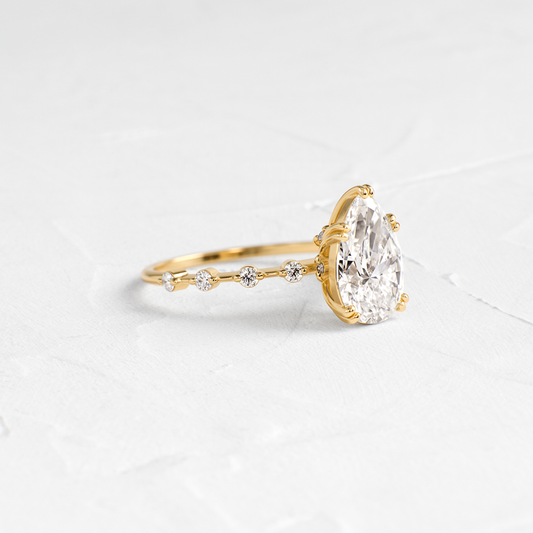 Double Prong Pave-Pear Lab Grown Diamond Engagement Ring