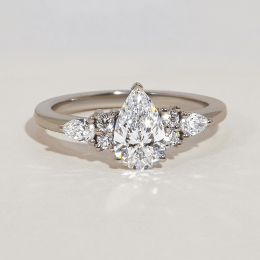 Cluster-Pear Lab Grown Diamond Engagement Ring