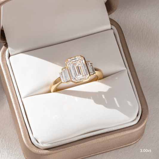 Five Stone & Bezel-Emerald Lab Grown Diamond Engagement Ring
