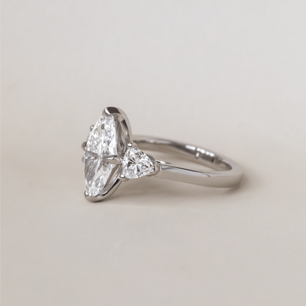 Three Stone-Marquise Cut Lab Grown Diamond Engagement Ring