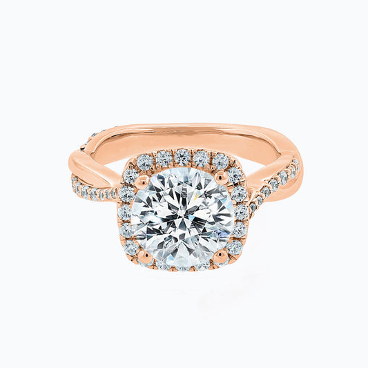 2.0 CT Round Lab-Grown Diamond Halo & Pave Twisted Shank Engagement Ring 2