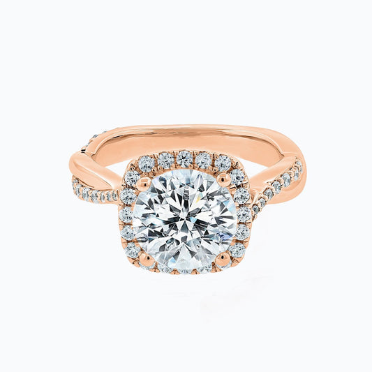 2.0 CT Round Lab-Grown Diamond Halo & Pave Twisted Shank Engagement Ring 2