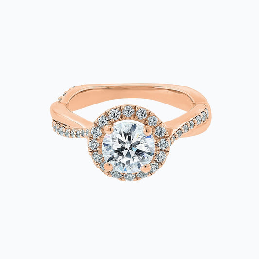 1 CT Round Lab-Grown Diamond Halo & Pave Twisted Shank Engagement Ring 2
