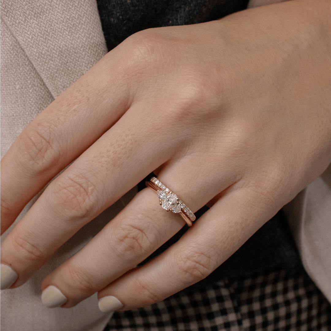 Three Stone-Oval Lab Grown Diamond Engagement Ring