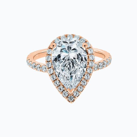 3 CT Pear Lab-Grown Diamond Halo & Pave Engagement Ring 2