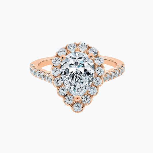 2.0 CT Pear-Shaped Lab-Grown Diamond Halo & Pave Engagement Ring 2