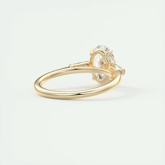 2 CT Oval Three Stone CVD F/VS1 Diamond Engagement Ring 10