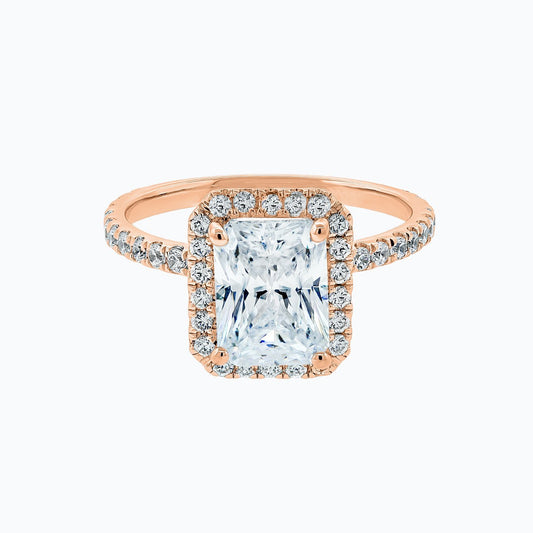 2.0 CT Radiant Lab-Grown Diamond Halo & Pavé Gold Engagement Ring 2