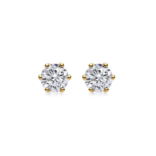 Elegant 0.5 CT Round Lab-Grown Diamond Stud Earrings in Gold Setting 1