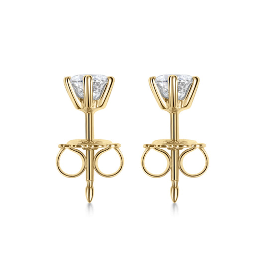 Elegant 0.5 CT Round Lab-Grown Diamond Stud Earrings in Gold Setting 2