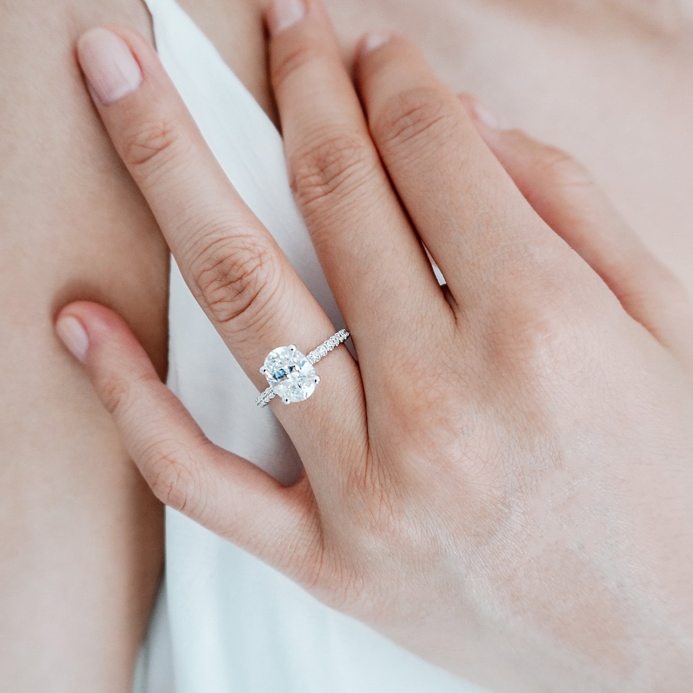 2.5 CT Oval Lab-Grown Diamond Hidden Halo Pave Ring 7