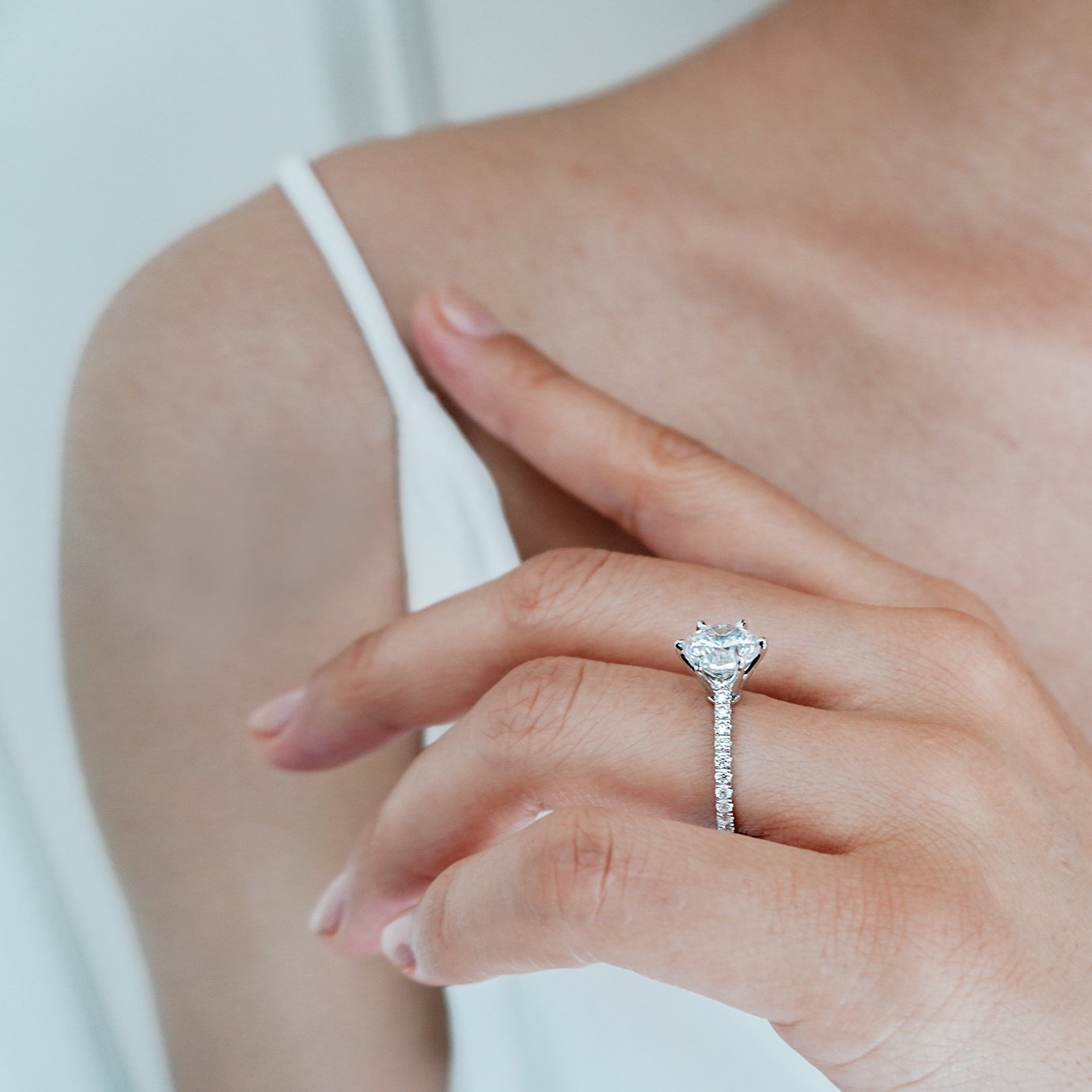 2.0 CT Round Lab-Grown Diamond Hidden Halo Pave Engagement Ring 7