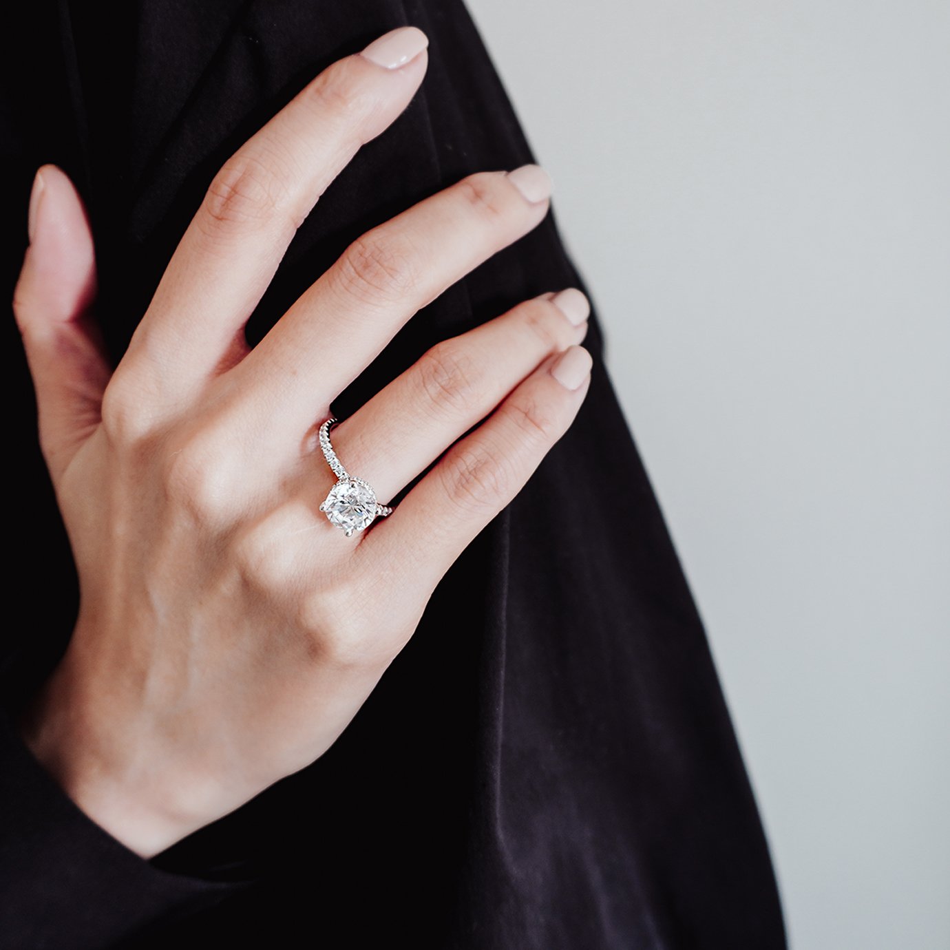 2.0 CT Round Lab-Grown Diamond Pave Hidden Halo Engagement Ring 4