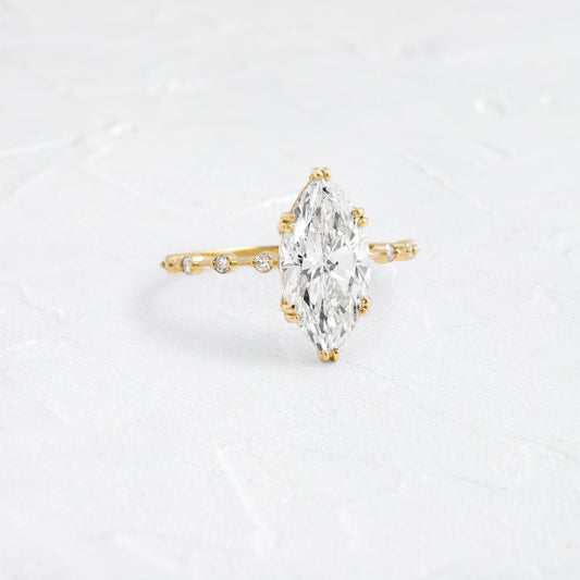 Pave Double Prong-Marquise Lab Grown Diamond Engagement Ring