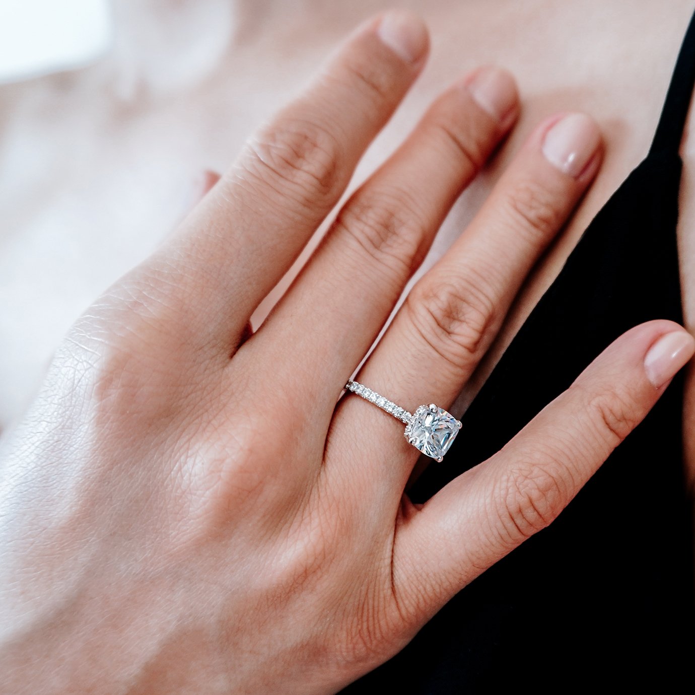 2.0 CT Asscher Lab-Grown Diamond Ring With Hidden Halo & Pave Elegance 8