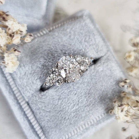 1 Carat Oval Lab-Grown Diamond Cluster Engagement Ring 2
