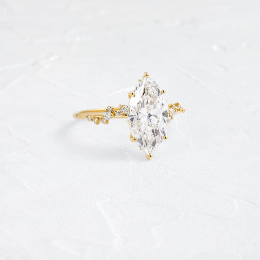 Cluster-Marquise Lab Grown Diamond Engagement Ring