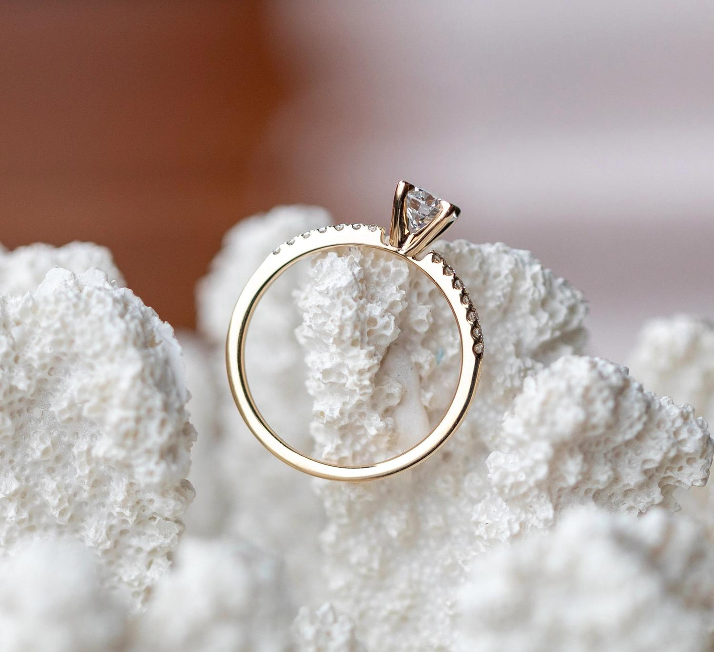 0.50 CT Round Lab-Grown Diamond Pave Gold Engagement Ring 10