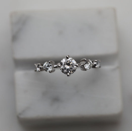 0.80 TCW Round Lab-Grown Diamond Five Stone Wedding Band 1