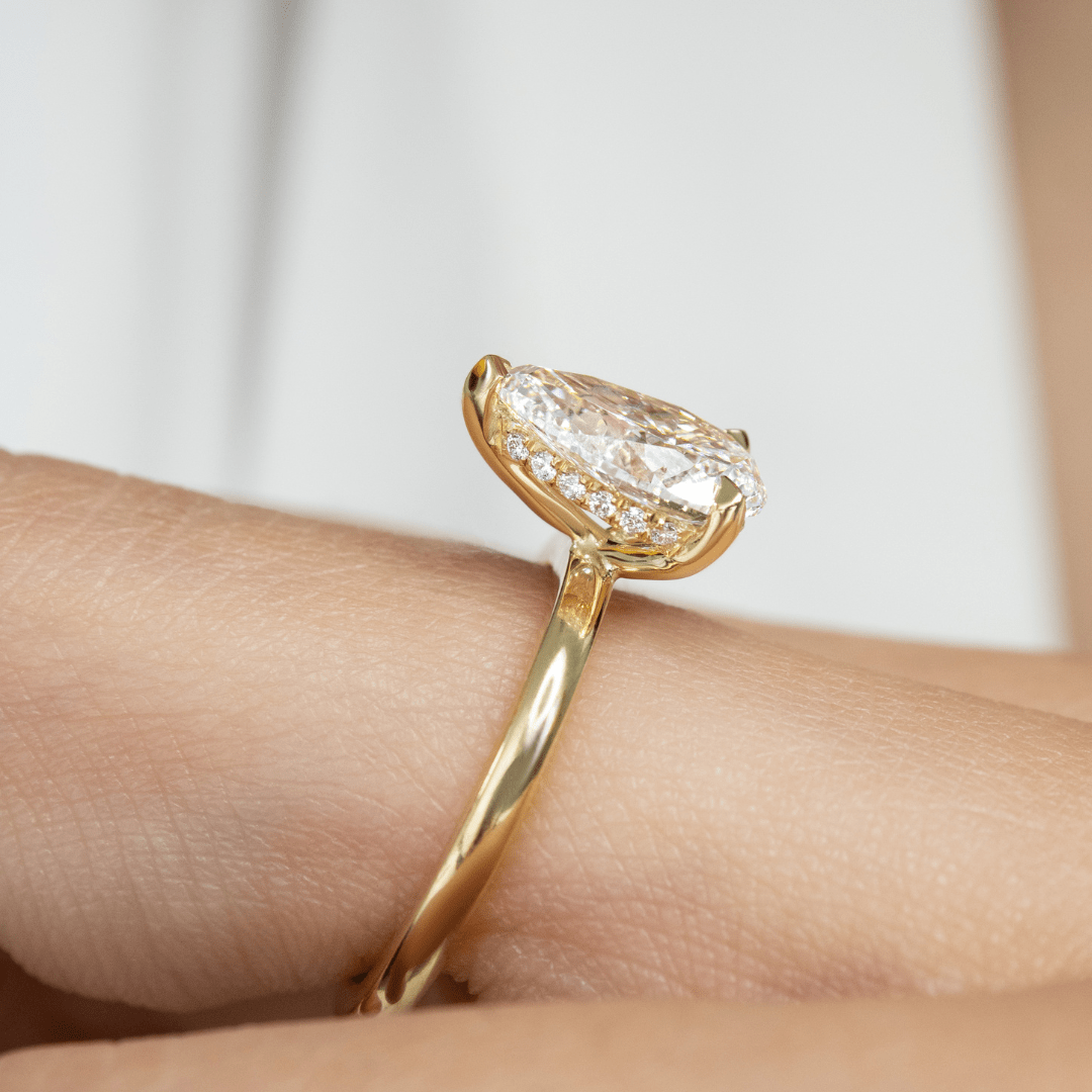 Hidden Halo-Pear Lab Grown Diamond Engagement Ring