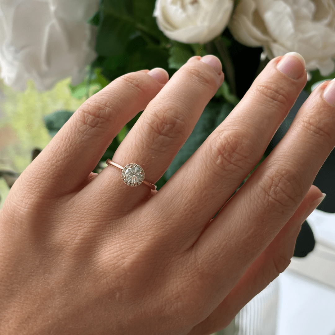 Halo & Cathedral-Round Lab Grown Diamond Engagement Ring