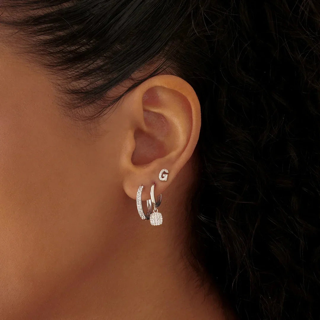 0.05 TCW Round Lab-Grown Diamond Alphabet Initial Stud Earrings 42