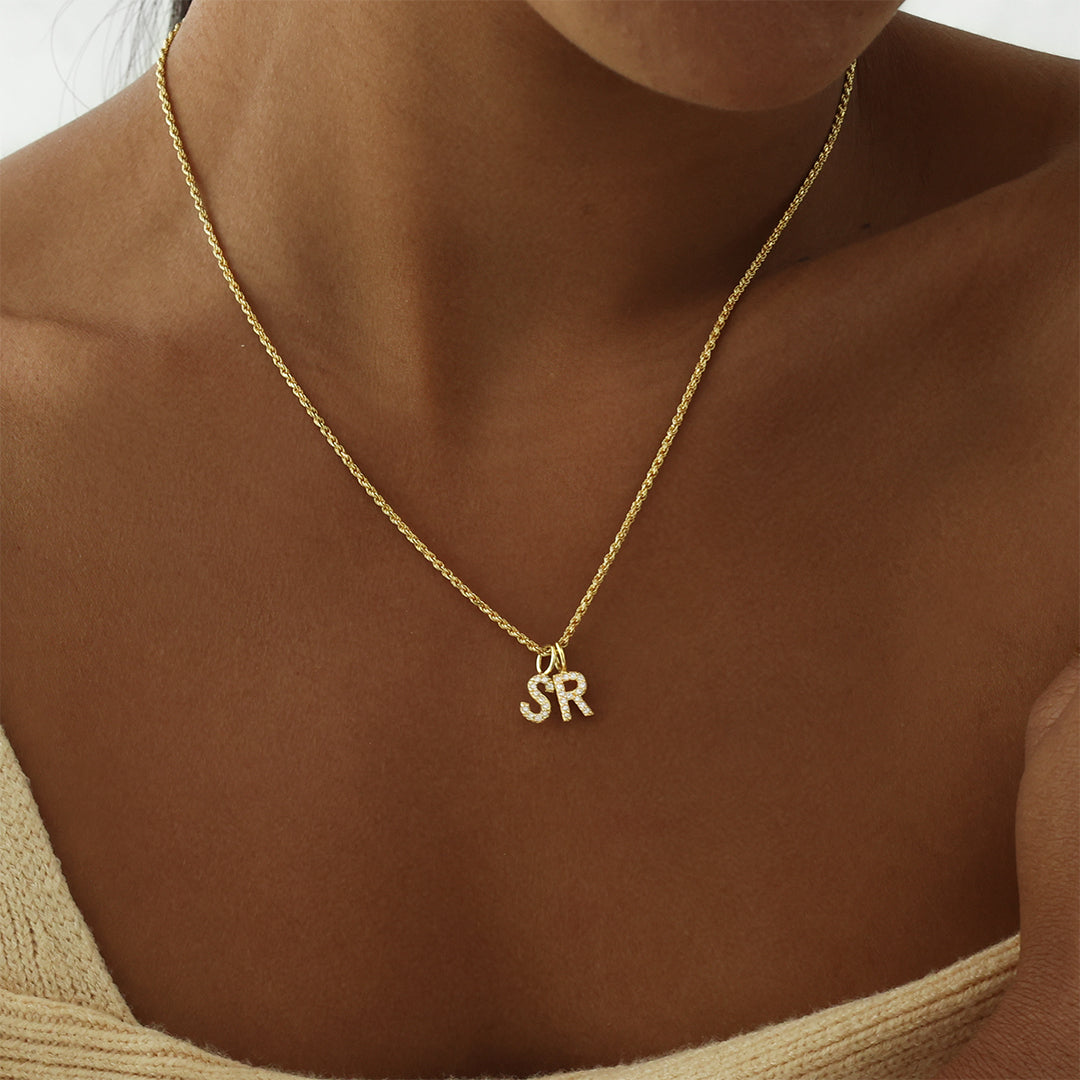 Radiant 0.02 TCW Round Lab-Grown Diamond Initial Pendant A-Z 11