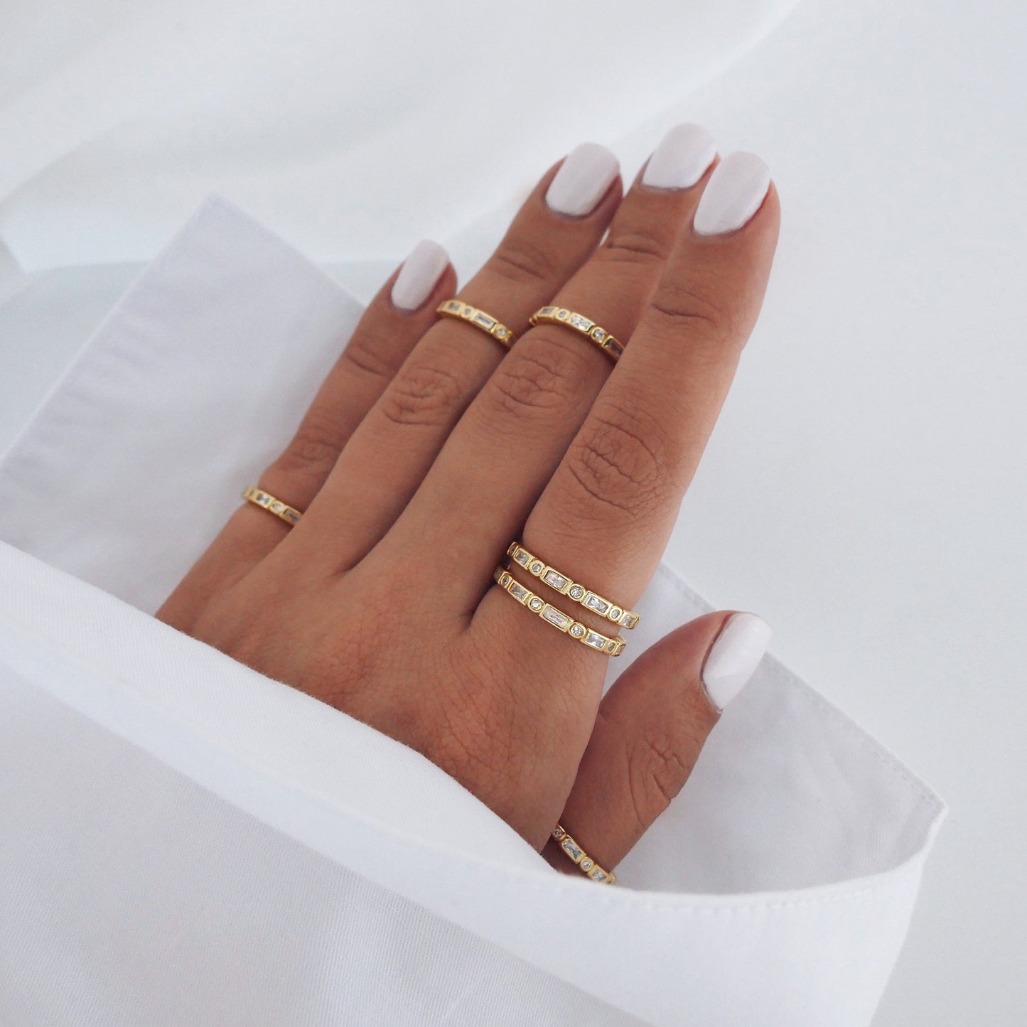 0.30 TCW Round & Baguette Lab-Grown Diamond Full Eternity Wedding Band 4