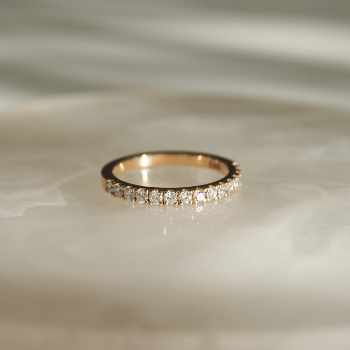 0.50 TCW Round Lab Grown Diamond Half Eternity Wedding Band 4