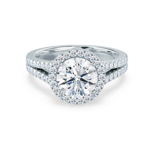 0.50 CT Round Lab Grown Diamond Halo & Pave Elegance Engagement Ring 1
